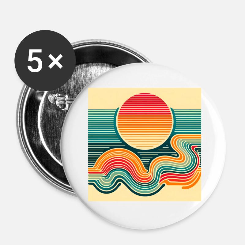 Sunset Retro 2 - Buttons large 2.2''/56 mm (5-pack) - white