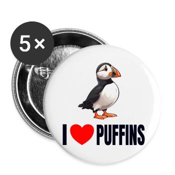 Papageientaucher Küstenvögel Papageientaucher - Buttons groß 56 mm (5er Pack) - Weiß - Vorne