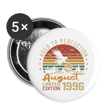 Millésime Août 1996 Cadeau Anniversaire Août 1996 - Lot de 5 grands badges (56 mm) - blanc - Devant
