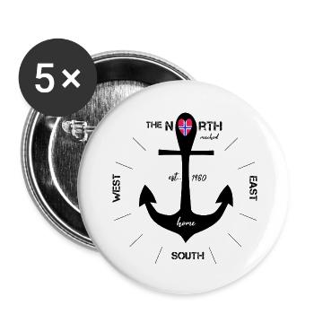 Anchor Norway black - Buttons large 2.2''/56 mm (5-pack) - white - Front