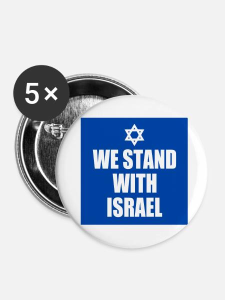 We stand with israel - Buttons groß 56 mm (5er Pack) - Weiß