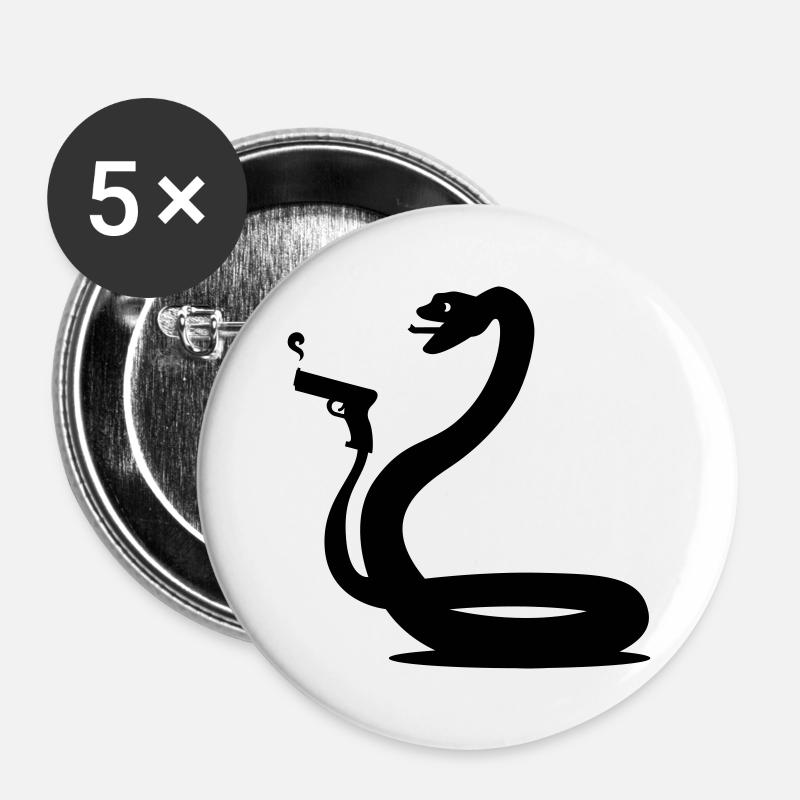 Black Snake - Buttons large 2.2''/56 mm (5-pack) - white