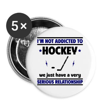 I'm not addicted to hockey - Buttons large 2.2''/56 mm (5-pack) - white - Front