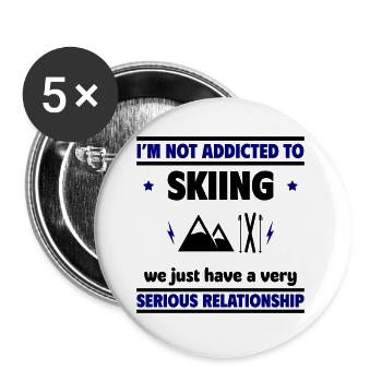 I'm not addicted to skiing - Buttons large 2.2''/56 mm (5-pack) - white - Front