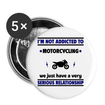 Ich bin nicht süchtig nach Motorradfahren - Buttons groß 56 mm (5er Pack) - Weiß - Vorne