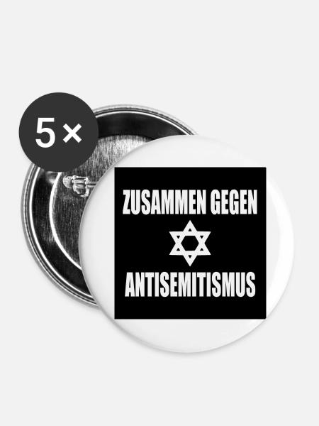 zusammen gegen antisemitismus - Buttons groß 56 mm (5er Pack) - Weiß