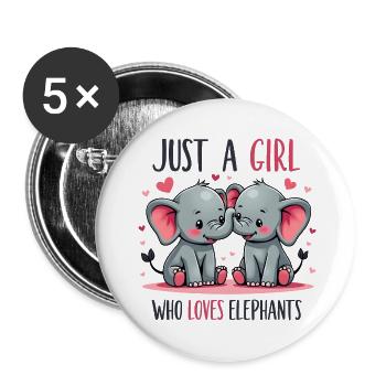 Just a girl who loves elephants. - Buttons large 2.2''/56 mm (5-pack) - white - Front