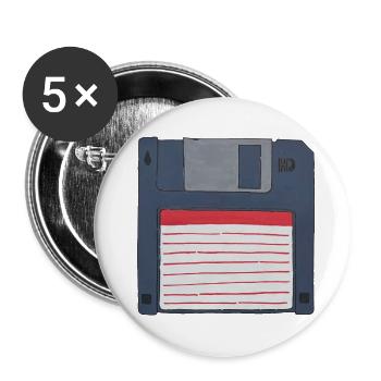 Diskette Retro Vintage Old school 80er 90er - Buttons groß 56 mm (5er Pack) - Weiß - Vorne