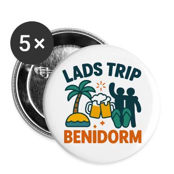Benidorm Lads Trip – On Tour - Buttons large 2.2''/56 mm (5-pack) - white - Front