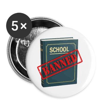 Book Banned - Buttons groß 56 mm (5er Pack) - Weiß - Vorne