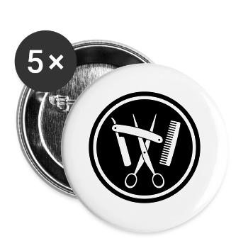 Friseur Zunftzeichen negativ - Buttons groß 56 mm (5er Pack) - Weiß - Vorne