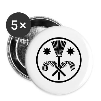 Schornsteinfeger Zunftzeichen positiv - Buttons groß 56 mm (5er Pack) - Weiß - Vorne