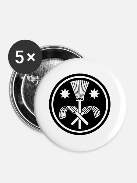 Schornsteinfeger Zunftzeichen negativ - Buttons groß 56 mm (5er Pack) - Weiß