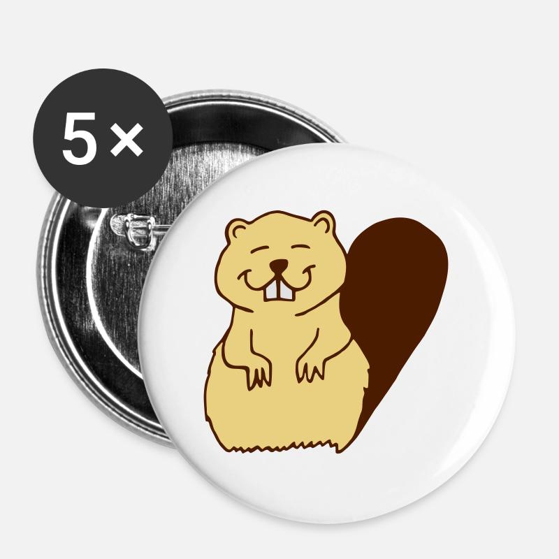 beaver - Buttons large 2.2''/56 mm (5-pack) - white