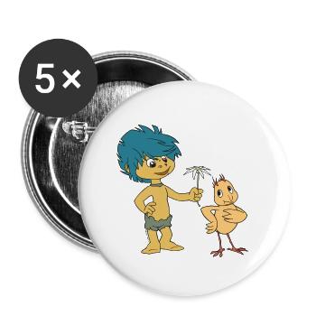 Plumps & Küken Blume - Buttons groß 56 mm (5er Pack) - Weiß - Vorne