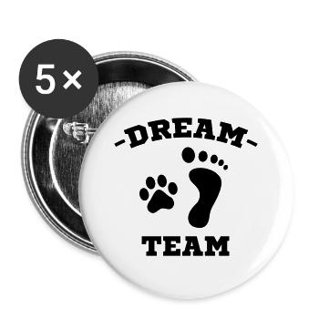 dream team - Buttons groß 56 mm (5er Pack) - Weiß - Vorne