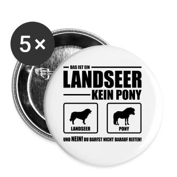 LANDSEER kein Pony Wilsigns Hundespruch Hund - Buttons groß 56 mm (5er Pack) - Weiß - Vorne