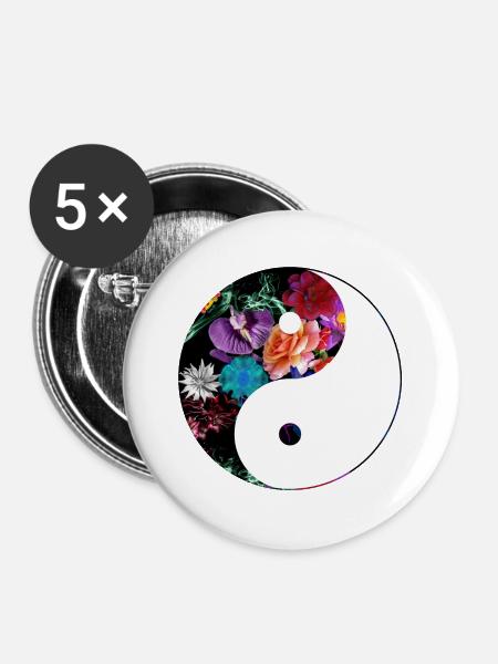 Natural yin-yang - Buttons groß 56 mm (5er Pack) - Weiß