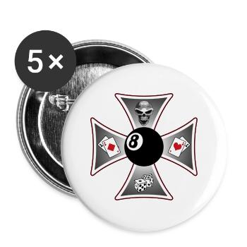 biker cross - Lot de 5 grands badges (56 mm) - blanc - Devant