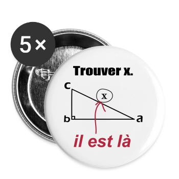 x est ici - Lot de 5 grands badges (56 mm) - blanc - Devant