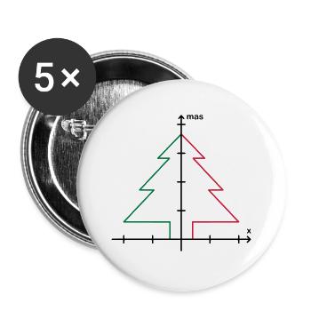 Mathe XMas Weihnachten - Buttons groß 56 mm (5er Pack) - Weiß - Vorne