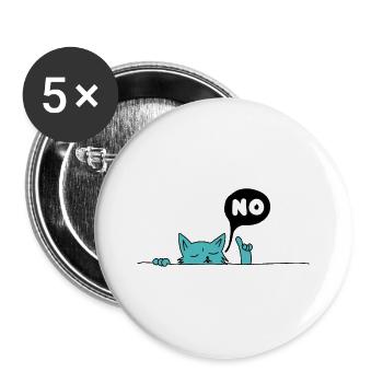Nein Katze - Buttons groß 56 mm (5er Pack) - Weiß - Vorne