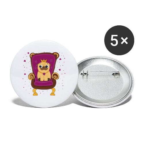 Frieda die Mopskönigin - Buttons groß 56 mm (5er Pack)