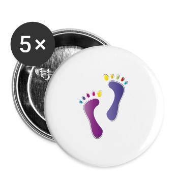 Füße Fußpur Logo Fußpflege Wellness - Buttons groß 56 mm (5er Pack) - Weiß - Vorne