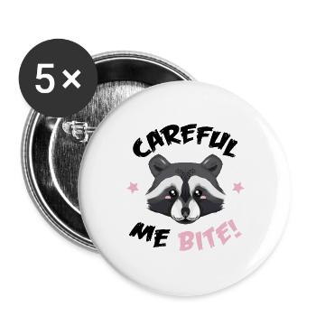 Waschbär - Vorsicht ich beiße - Buttons groß 56 mm (5er Pack) - Weiß - Vorne