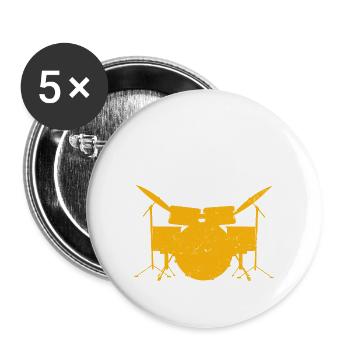 Drumer Schlagzeuger Trommel Drums Geschenk - Buttons groß 56 mm (5er Pack) - Weiß - Vorne