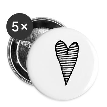 Herz Liebe - Buttons groß 56 mm (5er Pack) - Weiß - Vorne
