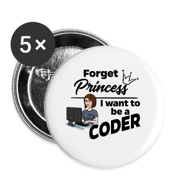 Programmeur au lieu de princesse - Lot de 5 grands badges (56 mm) - blanc - Devant