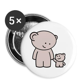 Teddy Geschwister - Süße Teddybären Teddys Bären - Buttons groß 56 mm (5er Pack) - Weiß - Vorne