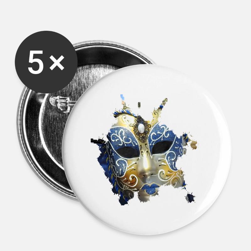 Mask for every masked ball at Carnival in Venice - Buttons large 2.2''/56 mm (5-pack) - white