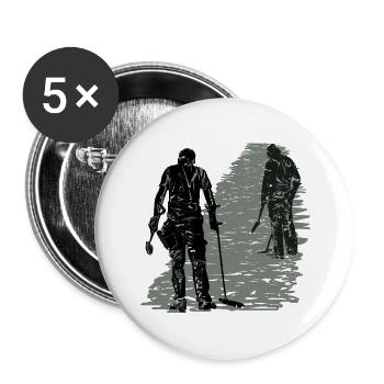 Two treasure hunters run in a row - Buttons large 2.2''/56 mm (5-pack) - white - Front