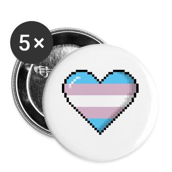 Transgender Pride 8Bit Pixel Herz - Buttons groß 56 mm (5er Pack) - Weiß - Vorne