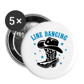 LINE DANCING, LINE DANCE HUT UND STIEFEL - Buttons groß 56 mm (5er Pack) - Weiß - Vorne