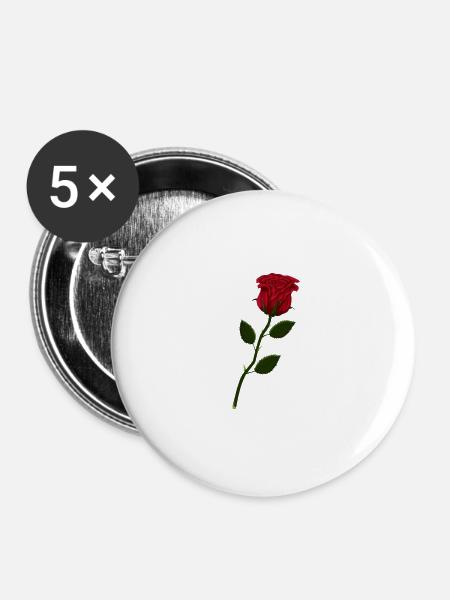 Rose natürlich - Buttons groß 56 mm (5er Pack) - Weiß