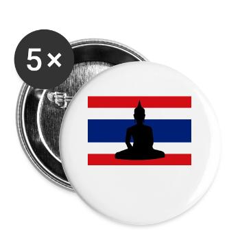 Drapeau thaïlandais Bouddha - Lot de 5 grands badges (56 mm) - blanc - Devant