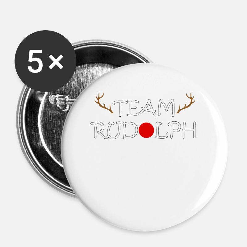 Team Rudolph - Buttons groß 56 mm (5er Pack) - Weiß