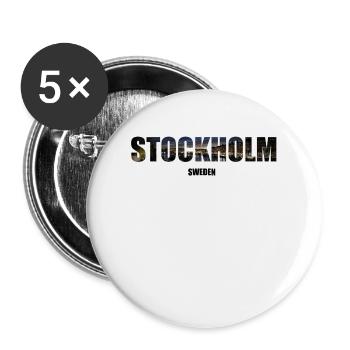 Stockholm Sweden - Buttons groß 56 mm (5er Pack) - Weiß - Vorne