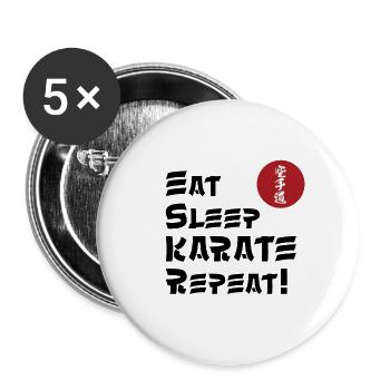 essen schlafen Karate wiederholen meme - Buttons groß 56 mm (5er Pack) - Weiß - Vorne