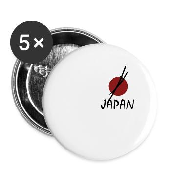 japan samurai swords red sun - Buttons large 2.2''/56 mm (5-pack) - white - Front