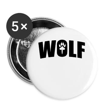 Wolf - Lot de 5 grands badges (56 mm) - blanc - Devant
