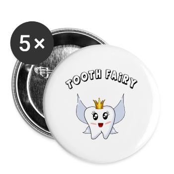 tooth fairy tooth tee shirt dentist dental nurse - Buttons large 2.2''/56 mm (5-pack) - white - Front