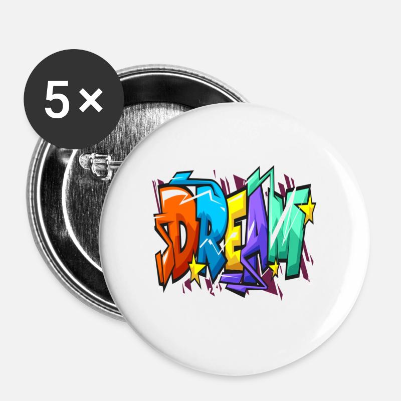 Graffiti Dream - Buttons groß 56 mm (5er Pack) - Weiß