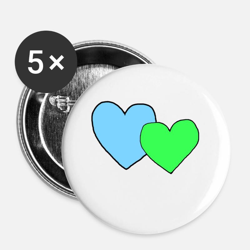 Blue green hearts - Buttons large 2.2''/56 mm (5-pack) - white