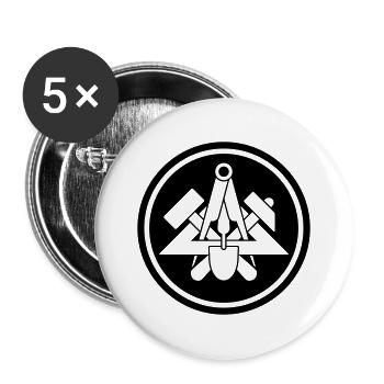 Maurer Zunftzeichen - Buttons groß 56 mm (5er Pack) - Weiß - Vorne