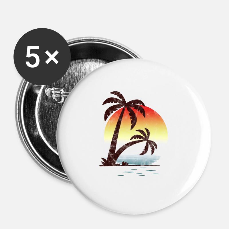 Summer Beach Palm Trees - Buttons large 2.2''/56 mm (5-pack) - white