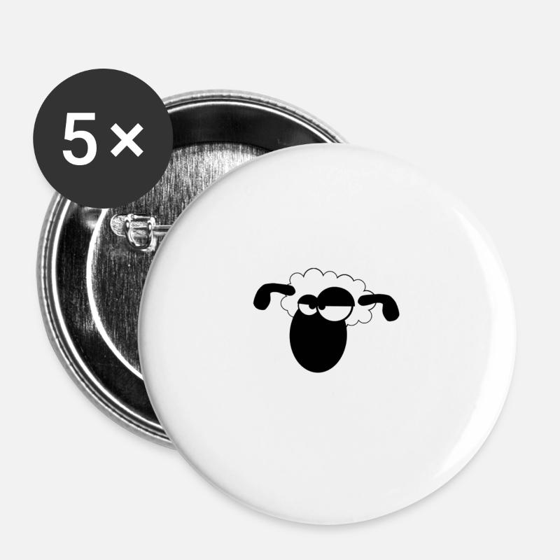 Schaf - Buttons groß 56 mm (5er Pack) - Weiß